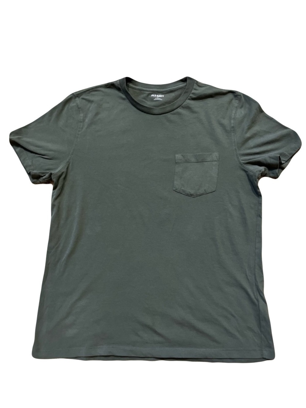 Old Navy Pocket Tee Olive Green Crew Neck Minimalist Casual Wardrobe Essential